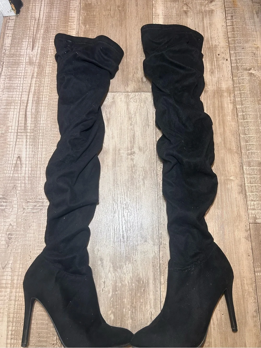Fashion nova Black suede over knee-high boots size 7